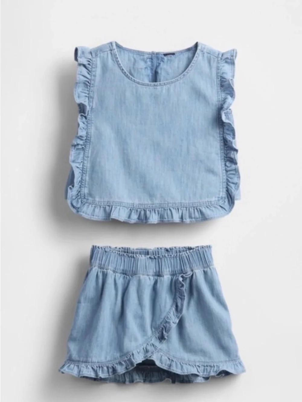 GAP Light Blue Girls' Ruffle Denim Skort Set
